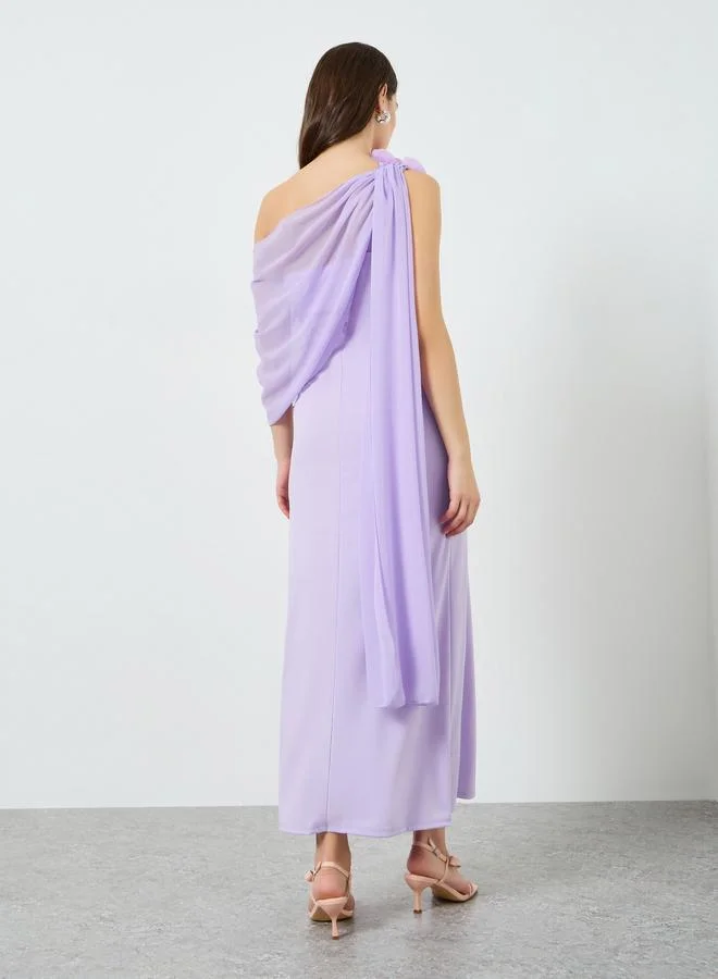 Take Two Women Lilac Strapless Cape Detail Bodycon Maxi Dress